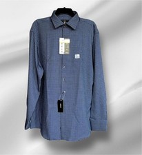 Men's Alfatech Alfani 17-17 1/2 Slim Fit Blue Geo Button-Up Non-Iron Shirt NWT