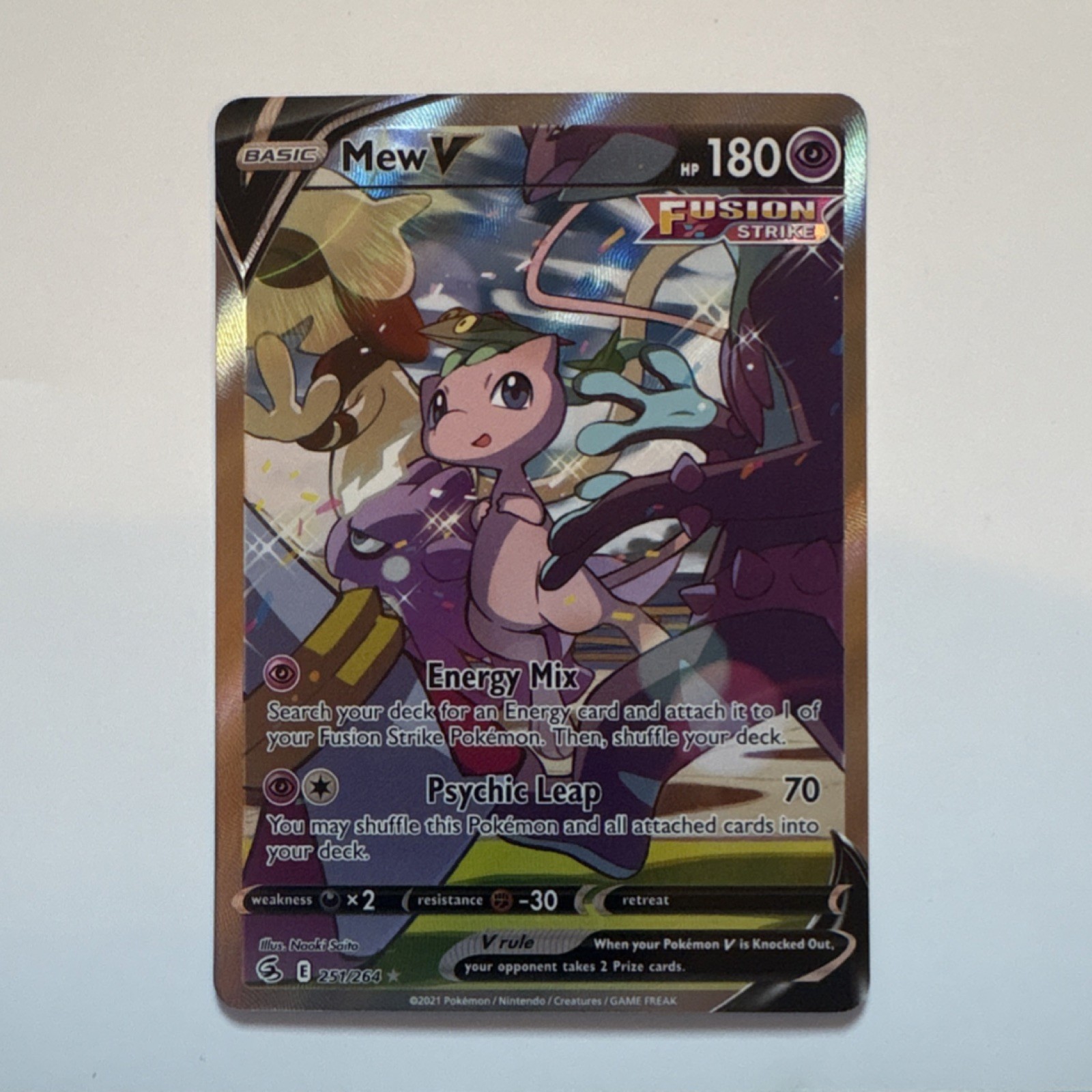 Pokemon Mew V 251/264 Swsh08 Fusion Strike Ultra Rare Holo Full Art 180 HP
