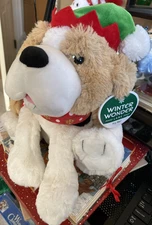 Winter Wonder Lane Christmas Singing Puppy Animated Plush Sings "I Feel Good!"