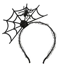 BAINFE Halloween Headband Spider Headdress Festival Black Spider Black Flower