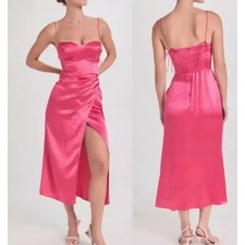 Reformation Womens Silk Marguerite Dress Flambe Pink Size 12 NWT