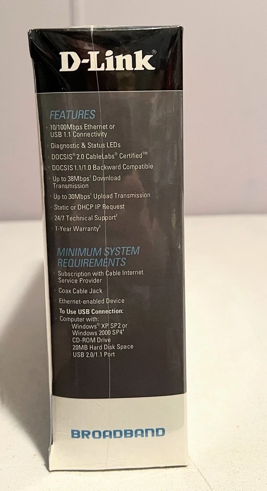 NEW D-Link DCM-202 Broadband Cable Modem Internet Windows Sealed Box With Cables - Image 4 of 4