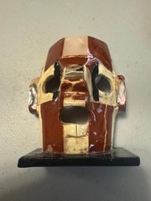 Mexican Abalone Mother of Pearl Inlay Shell Face Mask, Mayan/Aztec 3.5" x 3"