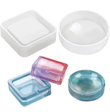 2 Pieces Ashtray Resin Molds, Silicone Resin Mold with Square and Rhombus & roun