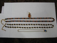 2~Vintage Joan Rivers Brown Amber Gray Faceted Glass Beaded Necklace, Blue, MORE