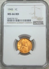 1945 P Lincoln Cent NGC MS66RD Bright Red PQ Just Graded New Holder #V223F