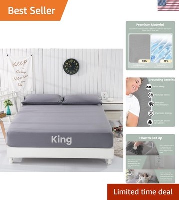 Grounding Fitted Sheet King Size - 90% Organic Cotton & Silver for Better Sleep
