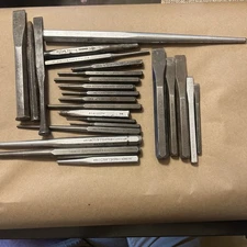 Vintage Mixed lot of 25 Punch And Chisels -  USA - Craftsman, Proto, Napa 