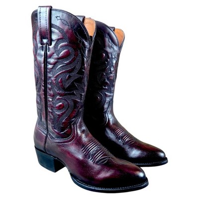 Dan Post Mignon Black Cherry Leather Round Toe Western Boots Men's Size 9 D