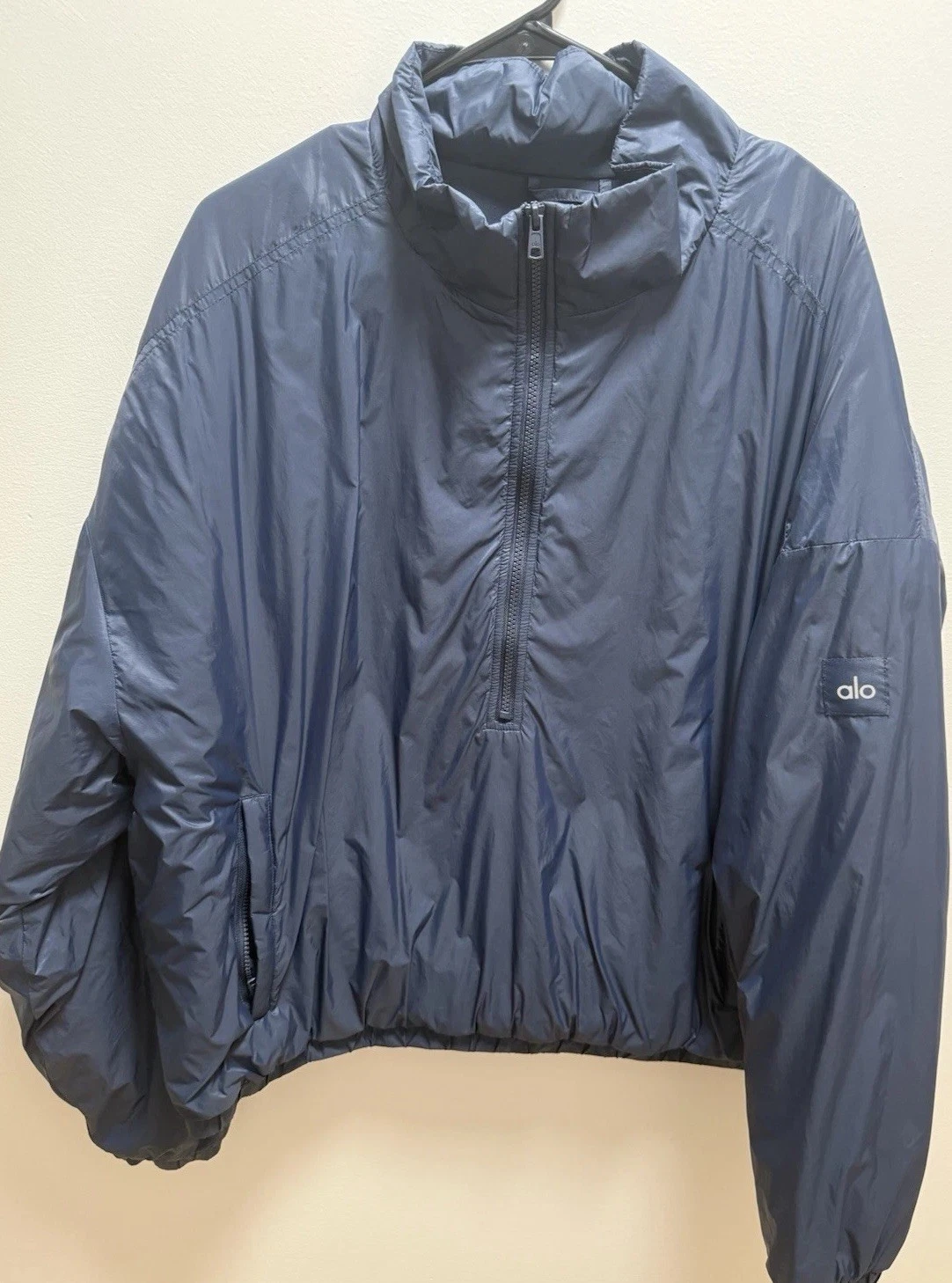 ALO Men’s Lightweight Blue Nylon Half-Zip Windbreaker Jacket XL