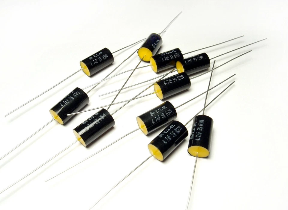 TRIPLESPIRAL ELECTRONICS 10x Capacitor 0.0047uF 4.7nF 5% 630V DC Polypropylene Axial Valve Metal Film