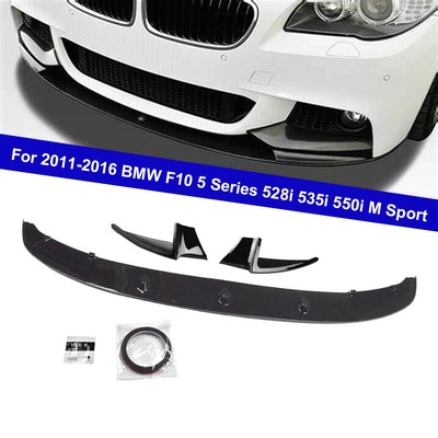 For 11-16 BMW F10 5 Series M Sport Bumper Gloss Black Front Lip Spoiler Splitter
