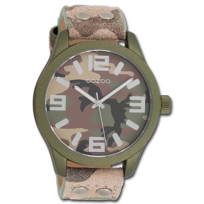 Oozoo Herren Armbanduhr Timepieces Analog Leder mehrfarbig UOC1067A