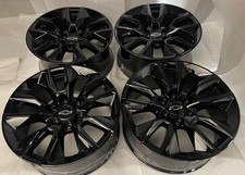 2019-2026 Chevy Silverado LTZ OEM 20" Gloss Black Powder Coat Wheels Rims Set of