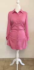Shein Long Sleeve Side Ruched Button Up Cinch Waist Shirt Dress Size L