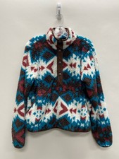 Ariat Size M White Blue/Brown Southwestern Quarter Button Ladies Jacket