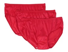 Shadowline Women's Panties Red Hipster Underwear Nylon Silky Satin 3 pak 11032
