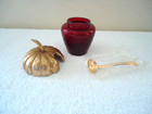 Vintage Avon Strawberry Shaped Red Glass Jar With Spoon " BEAUTIFUL COLLECTIBLE — photo 2