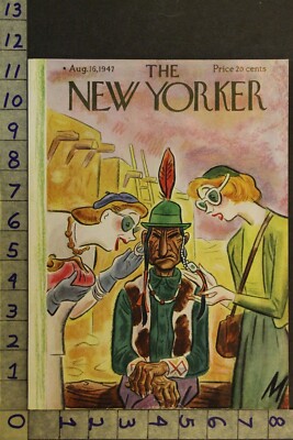 1947 NEW YORKER COVER VINTAGE NYB20 MISKEY JEWELRY INDIAN WOMEN