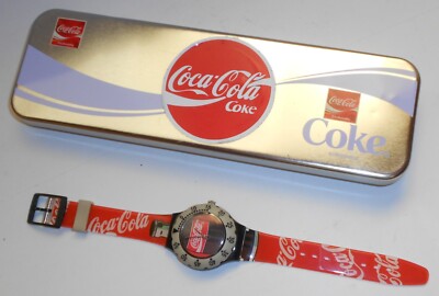 COCA-COLA Armbanduhr B unbenutzt, in COKE Blechdose 23,5x7,5x2,5cm gebraucht