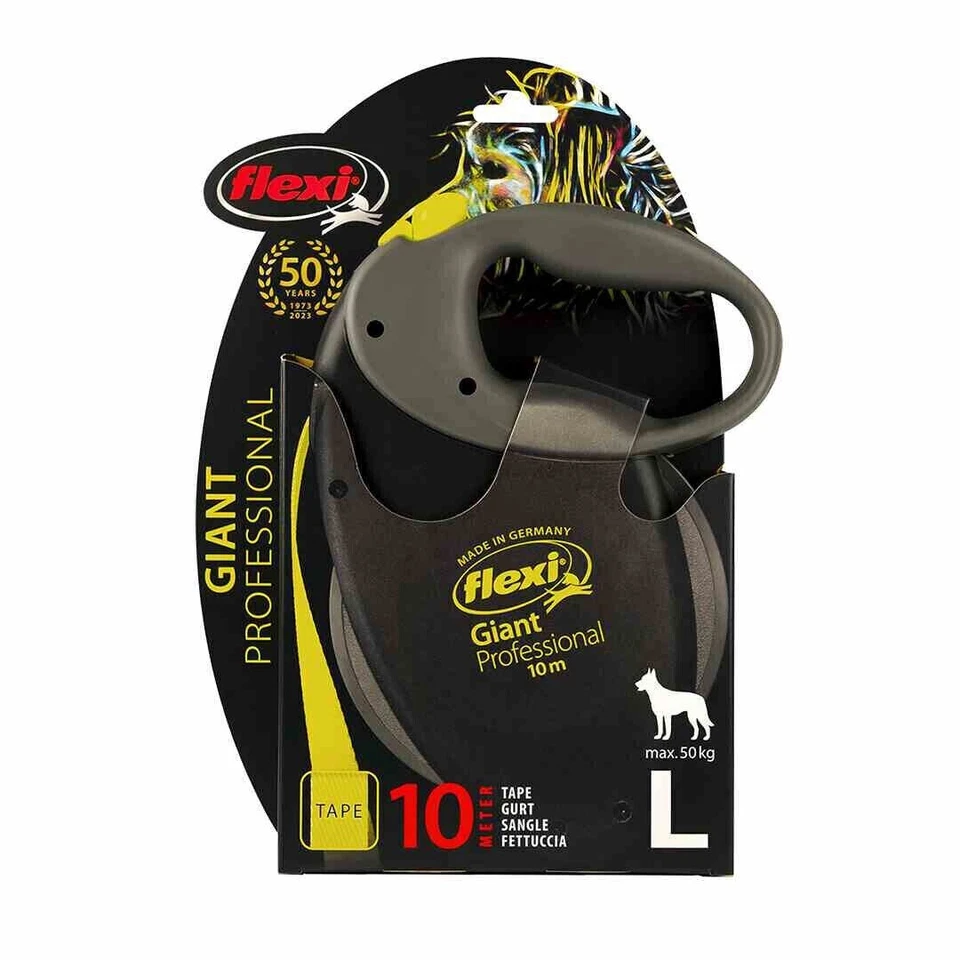 Flexi Giant Professionnel Ruban Grand 10m Rétractable Laisse Chien Jaune - Photo 1/1
