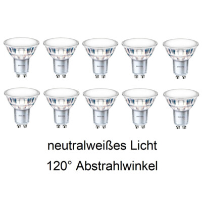 10 x Philips GU10 LED Strahler 5W wie 50W Glas neutralweiß Abstrahlwinkel 120