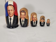 Emmanuel Macron French Presidents Matrioshka Babushka Doll Wooden Nesting Dolls