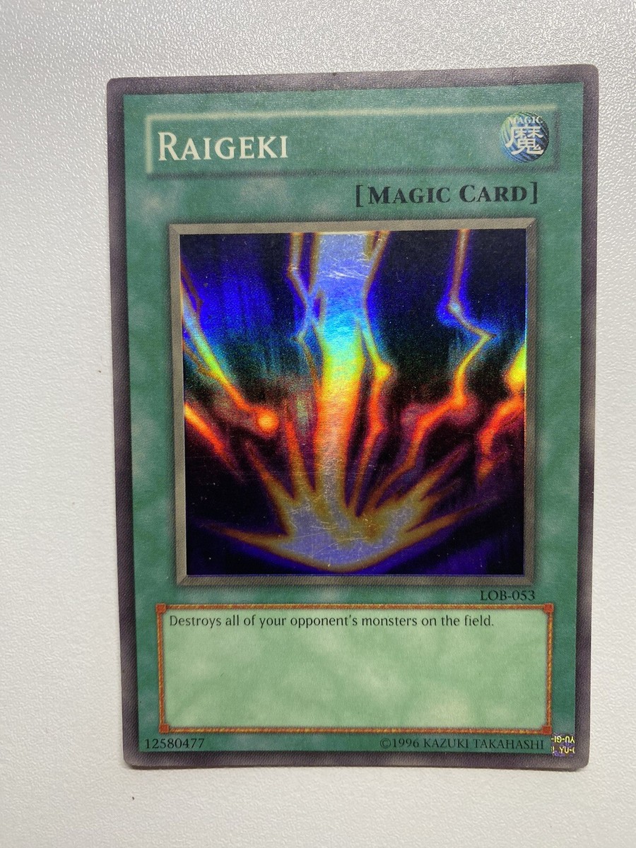 Yugioh Raigeki Super Rare Unlimited Misprint Slight Foil Shift LOB