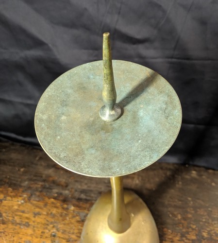 Vintage Tall Brass Candle Holder Atomic Mid Century Modern MCM 1960 Modernist - Picture 10 of 11