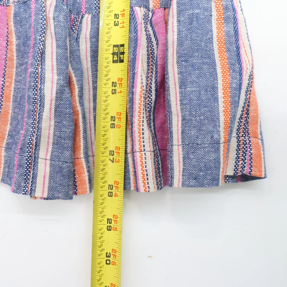 Bonnie Jean Girls Linen Blend Tiered Striped Dress 7 Puff Sleeve Flowy Blue Pink - Image 4 of 4