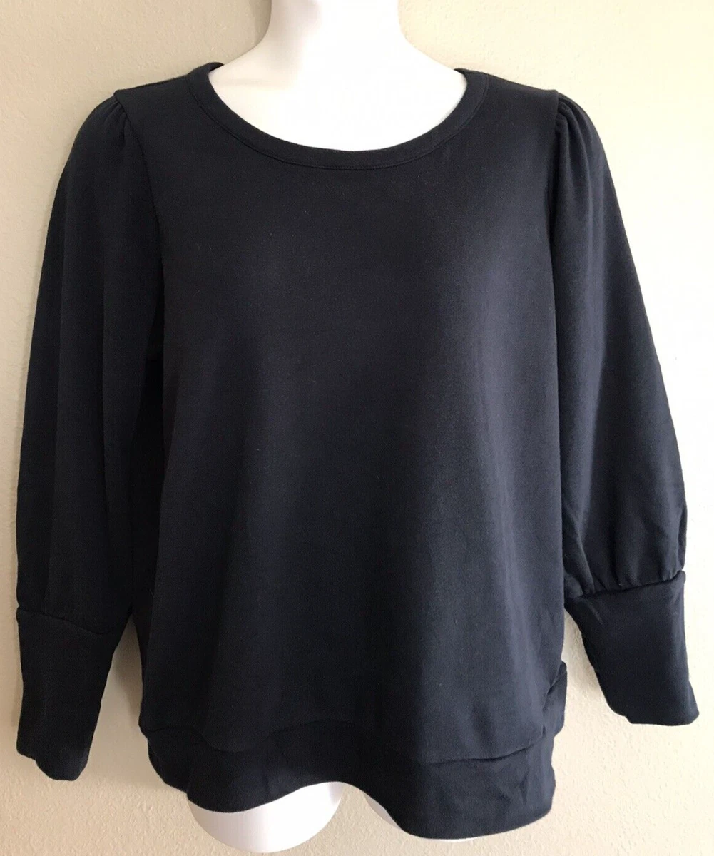 CHASER NWT SIZE XL BLACK PUFF SLEEVE LONG CUFFS SWEATSHIRT 100 STRETCHY COTTON