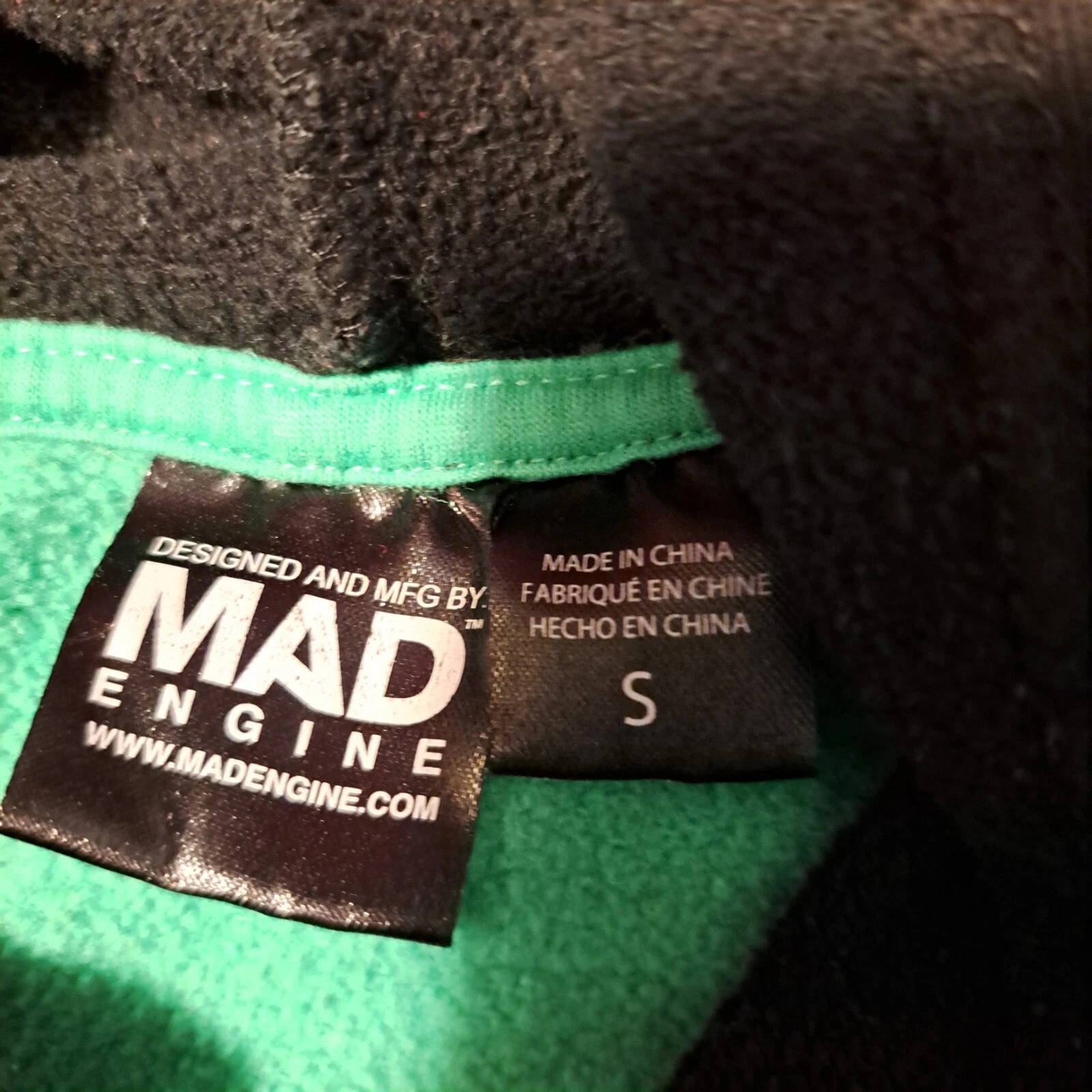 Minecraft Boys MAD Engine Green and Black Hoodie Small