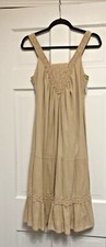Millenium Womens Small Dress Khaki Beige Wide Straps Boho New With Tags NWT