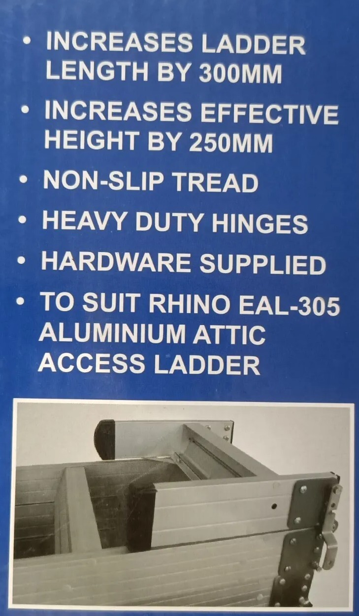 Rhino Attic Access Ladder Aluminium 300mm Extension Legs Heavy Duty