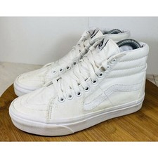 VANS Sk8-Hi White Canvas Sneakers Women Sz 6 Men Sz 4.5 Casual Skateboard Shoes