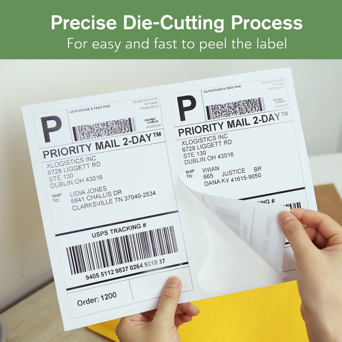 Etichette Spedizione 8.5x5.5 Pollici Etichette Spedizione Vuote Autoadesive 8,5 X 5,5 Pollici - 2 Per Foglio, Mezzo Foglio, Per Pacchi E Buste Fogli Etichette Mezza Pagina - Foto 8