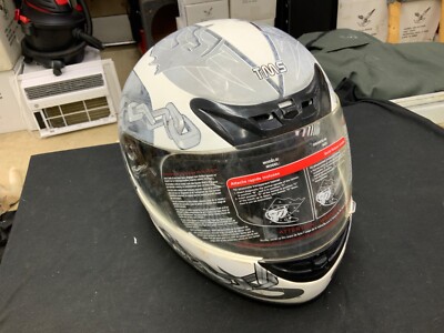 Adult Helmet White Gray XL 61-62cm Dirt Bike ATV TMS Moto