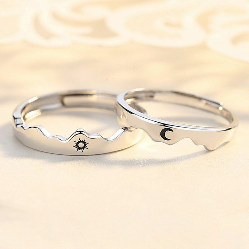 Sun Moon Couple Resizable Open Ring Couple Rings Engagement Fashion Jewelry  Wear