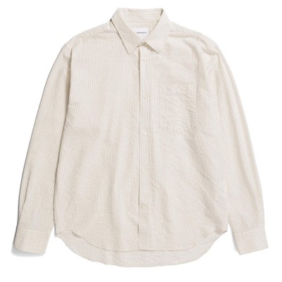 Norse Projects Mo Oversized Striped Shirt Ecru
