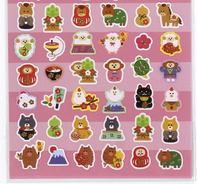 Daiso Seal Sticker Japanese Celebration Zodiac Animal Fuji Made in