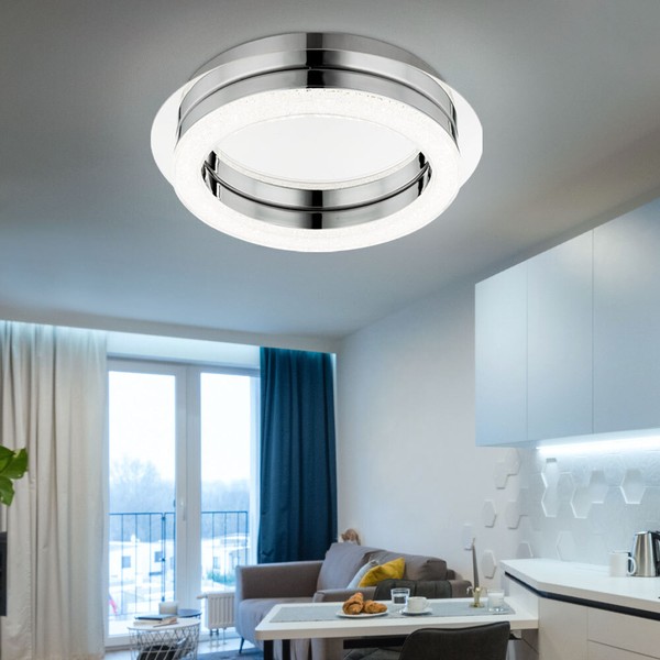 Design Led Decken Beleuchtung Arbeits Zimmer Leuchte Chrom Kristall Strahler-image