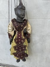 Burmese Marionette Puppet Rare Dark Wood Handmade Theater Doll with Face Paint