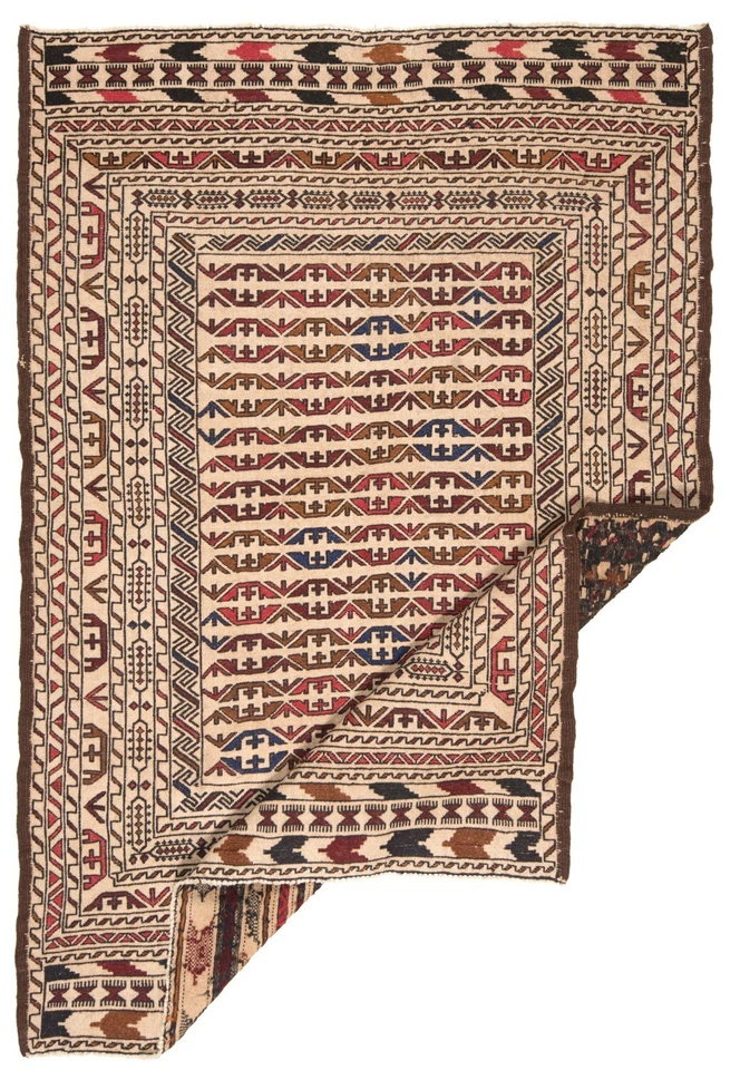 Kelim Sumach Handgewebter Orientteppich 186 x 125 cm-Nomadic,kilim,Soumak,Beige - Bild 2 von 4