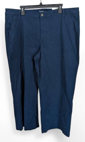 Style & Co Women's Plus Size High Rise Wide Leg Twill Pants Industrial Blue 20W
