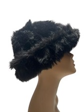 VTG Black Russian-Style Faux Fur Brim Hat Fleece Lined Cozy Winter Hat
