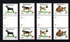 BARBADOS 1997 HONG KONG '97 STAMP EXHIB DOGS GUTTER PAIRS MINT NEVER HINGED MNH