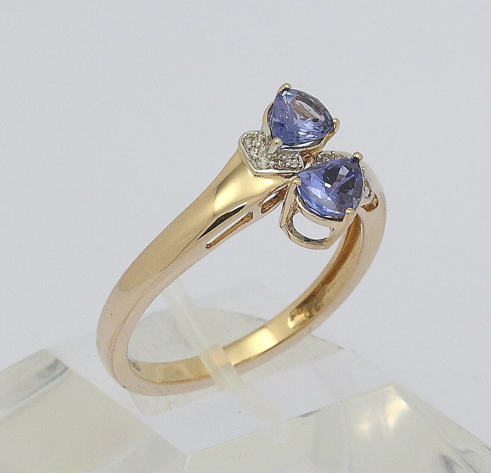 Ring in 14 kt 14k 585 er Gelb Gold mit Tansanit Zirkonia Gr. 63,5 Goldring Damen - Bild 4 von 4