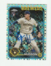 Bryan Hudson Signed 2024 Topps Update Series Chrome X-Fractor USC169 Auto COA