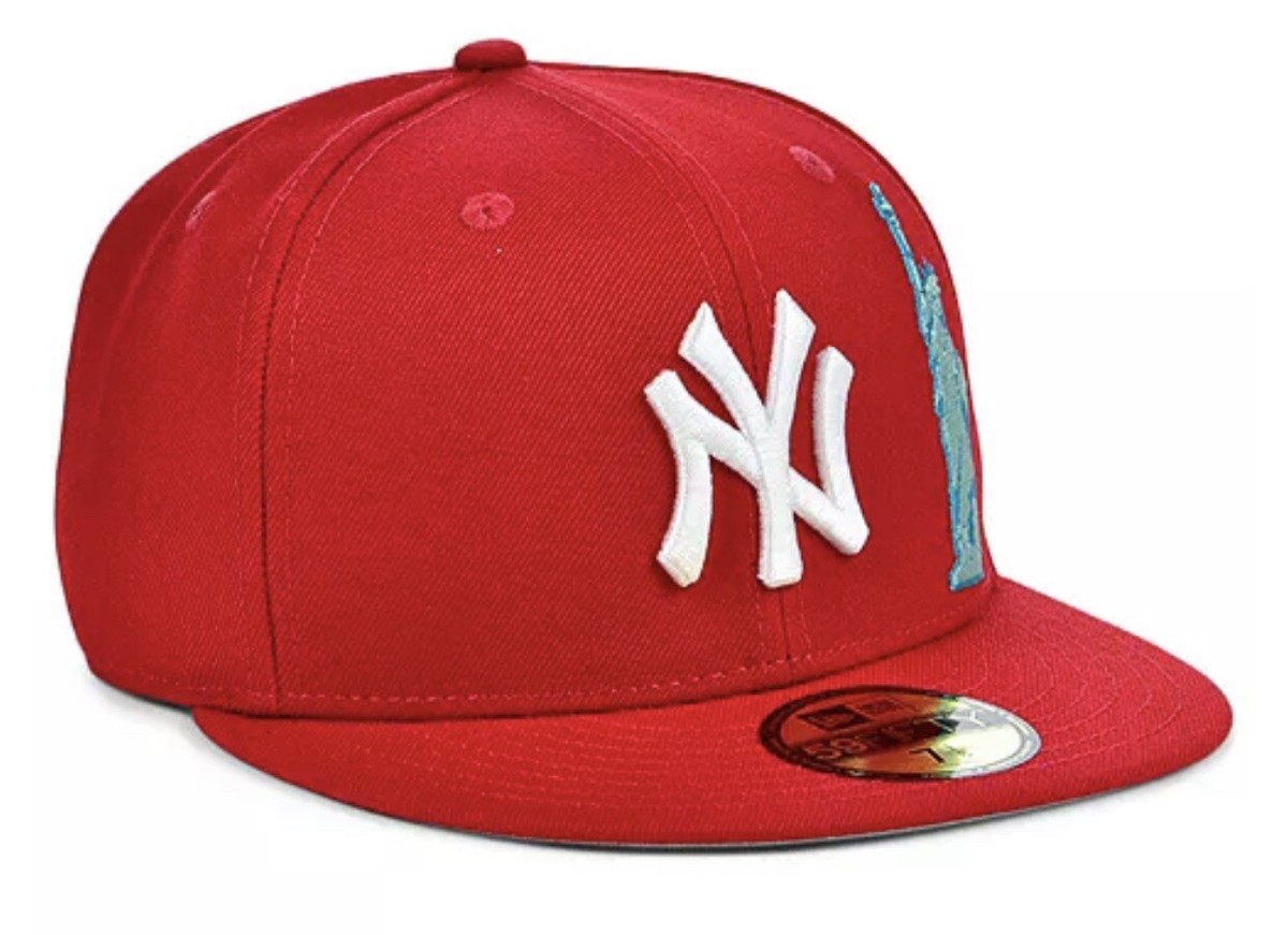 New Era New York Yankees Red Fitted Hat Statue Of Liberty Size 7 3