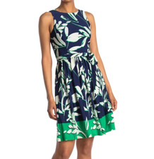 Eliza J Sleeveless Printed Fit & Flare Dress Sz 8   $148   *118RC